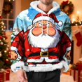 thumbnail image 2 of Men's Christmas Hoodie 3D Santa Claus Cartoon Graphic Sweatshirt Merry Christmas Pullover Xmas Holiday Party Tops, 2 of 6