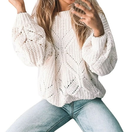 

Sweaters for Women Fashion Pullover Casual Cozy Holiday Jumper Tops Plus Size Fall Winter Clothes Y2k Clothing Unique Gift White L