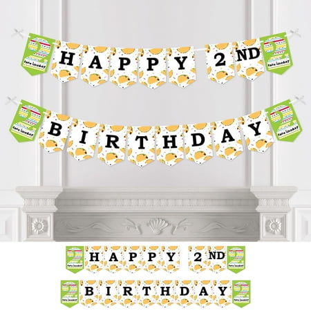 Big Dot of Happiness 2nd Birthday Taco Twosday - Fiesta Second Birthday Party Bunting Banner - Party Decorations - Happy 2nd Birthday