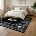 thumbnail image 3 of ODIKA 6'x9' Washable Area Rug Skull Gothic Skeleton Medallion With Victorian Filigree Accents for Dining Room, Under Table, Office Décor, Non-Slip Chair-Friendly, 3 of 7