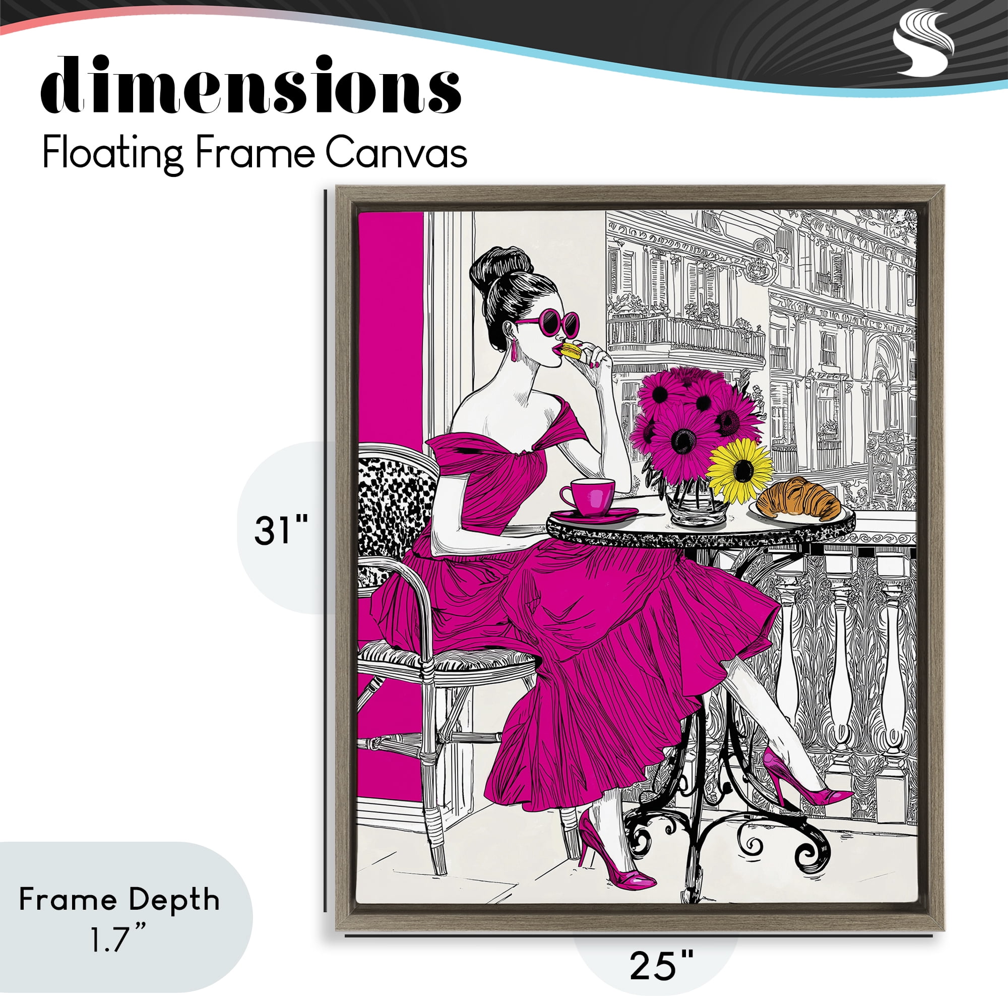 Stupell Industries Glamorous Brunch on Balcony Brown Framed Floater Canvas Wall Art, design by Jess Stempel
