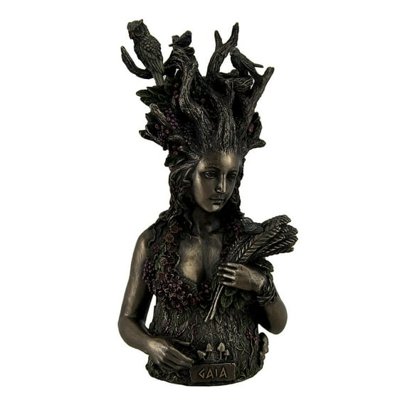 Resin Statues Statue Of Gaia Greek Mother Earth Goddess & Ancestral Mother Of All Life 4.75 X 9.75 X 4.25 Inches Bronze