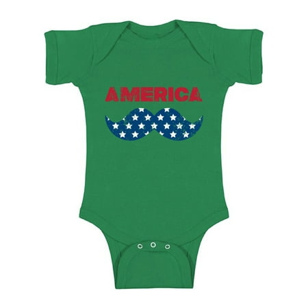 

Awkward Styles Baby America Patriotic Mustache Graphic Baby Short Sleeve Bodysuit Tops USA Independence Day 4th of July
