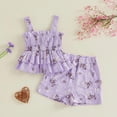 thumbnail image 2 of Baby Girl Summer Short Set Baby Girl Summer Outfit Floral Print Ruffle Smocked Top & Shorts 2-Piece Soft Clothing Set, 2 of 9