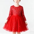 thumbnail image 6 of Girls' Sparkly Sequin Performance Princess Dress Crewneck Long Sleeve Printed Tulle Tutu Dress Birthday Party Gown, 6 of 9