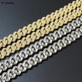thumbnail image 3 of 15MM Cuban Link Chain Hip Hop Men Necklace Iced Out Paris Chain 2 Row Rhinestone Paved Miami Rhombus Cuban Men women Necklace, 3 of 7