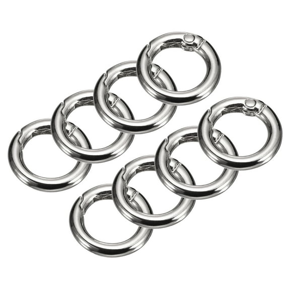 Round Spring O Rings, 8Pcs 0.75 Inch OD Trigger Buckle Snap Clips for Bags, Purses, Keyrings, Silver Tone
