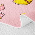 thumbnail image 5 of Homewish Pink Bow Softball Quilt King, Cute Sport King Coverlet Set for Girls and Boys, 3 Pieces, 1 Comforter and 2 Pillowcases, 5 of 7