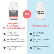 MethylPro B Complex + 15mg L-Methylfolate - Professional Strength Vitamin B Complex + Folate Supplement for Energy, Mood + Immune Support - Vitamin B12, Vitamin B6, Vitamin C + More - (30 Capsules)
