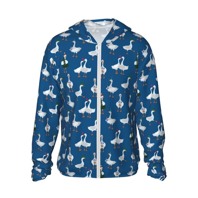 Balery Cartoon Geese With Xmas Sudadera ligera de manga larga con capucha y protección solar UPF 50+ para hombre y mujer, ideal para pesca y running-Small