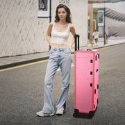 Byootique Pink Rolling Makeup Case on Wheels Pro Cosmetic Artist Hair Stylist Barber Trolley Multifunction Lighted Lockable