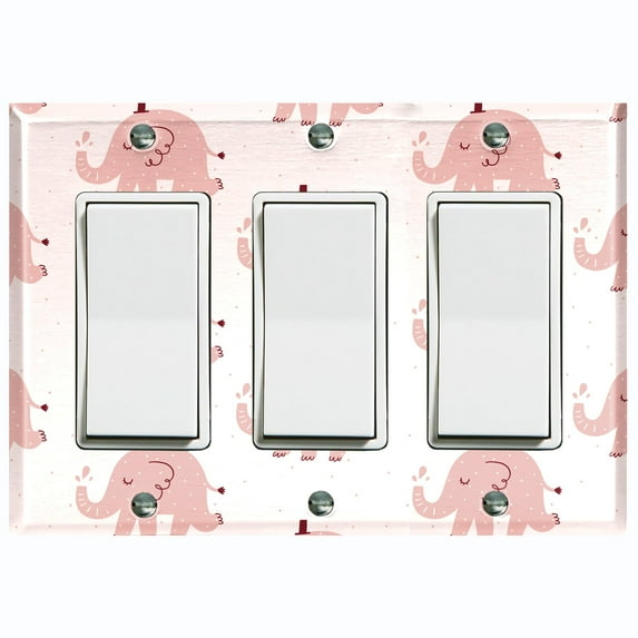 Metal Light Switch Plate Cover Cute Baby Elephant Pink ZOO006
