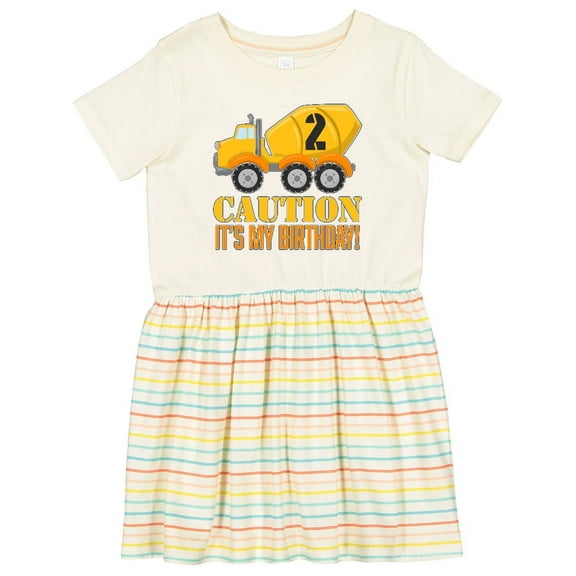 Inktastic 2nd Birthday Construction Truck, Cement Mixer 2 Years Old Girls Toddler Dress