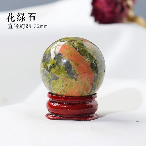 Nvzi-c 1 piece of mixed color natural crystal original stone ball with base, planetary science popularization mineral logo ornament Seven Star Gust Water Ball