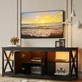 thumbnail image 4 of PAPROOS TV Stand for 65 Inch TV, Modern TV Cabinet with LED Light, Mid Century Entertainment Centre, Media Console Table with Storage for Living Room,Black, 4 of 9