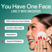 Swisspers Premium Exfoliating 100% Pure Chlorine Free Cotton Rounds, Dermatologist Tested, Soft, Absorbent, Dual-Sided, Gentle Natural Exfoliation, Sensitive Skin Safe, Vegan, Cruelty-Free, 80 Pads