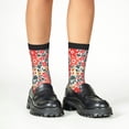 thumbnail image 4 of Honeii Small Coral Red Flowers Print Children's Colorful Socks,Unisex Kids and Toddlers' Cushioned Sock,Kids Athletic Crew Socks,for Everyday Wear and Sports, 4 of 5