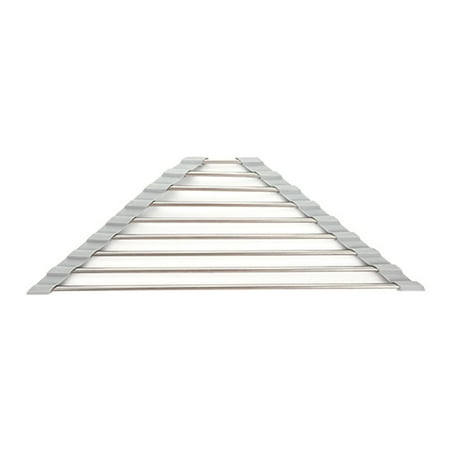 

Roll Up Triangle Dish Drying Rack for Sink Corner Over the Sink Caddy Sponge Holder Foldable Stainless Steel Drainer