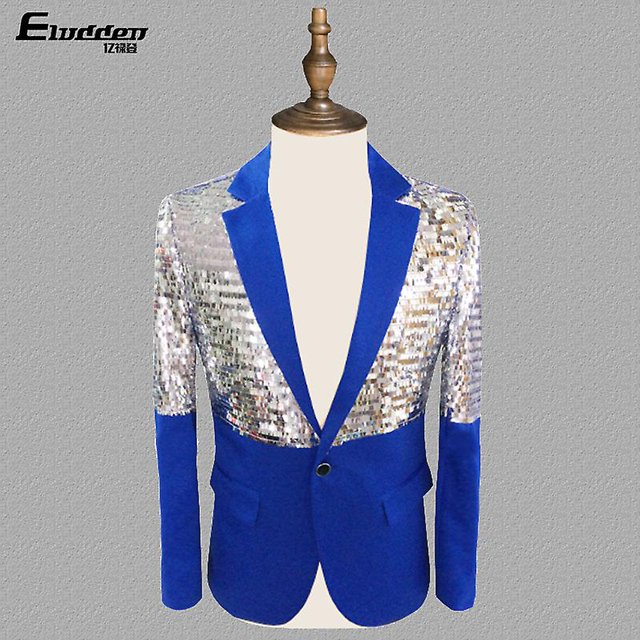Vestido de actuación de hombre White Men, Maestro de ceremonias, tendencia de personalidad, traje, coro masculino, traje, vestido de escenario esquí esquí Gafas de esquí