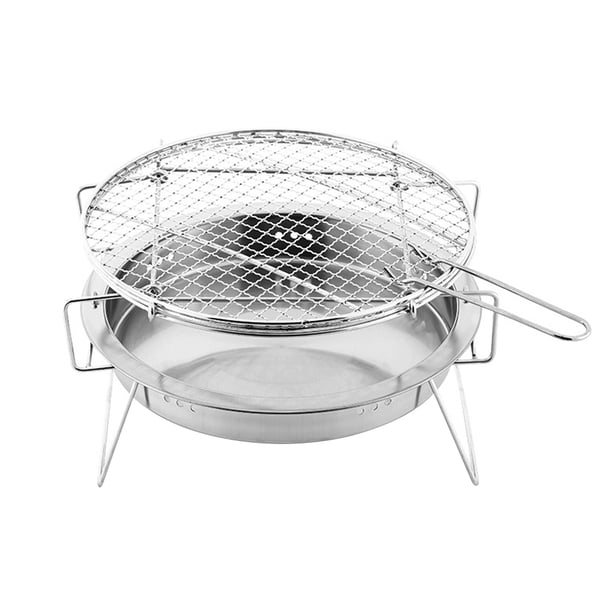 Mini parrilla plegable de acero inoxidable para barbacoa, sencilla, para jardín y parque (tamaño M)