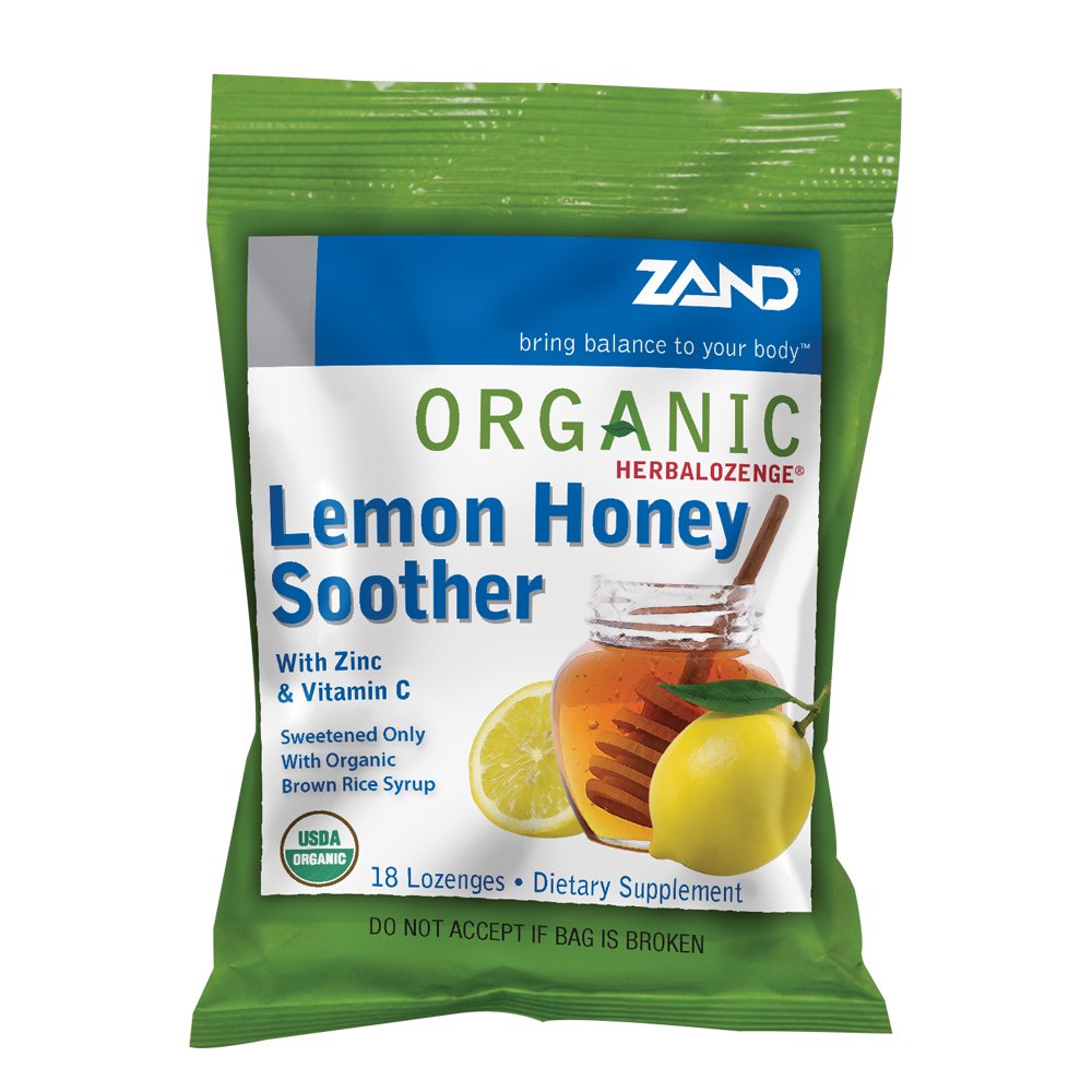 Zand HerbaLozenge Organic Lemon Honey Soother Throat Lozenges w/ Vit