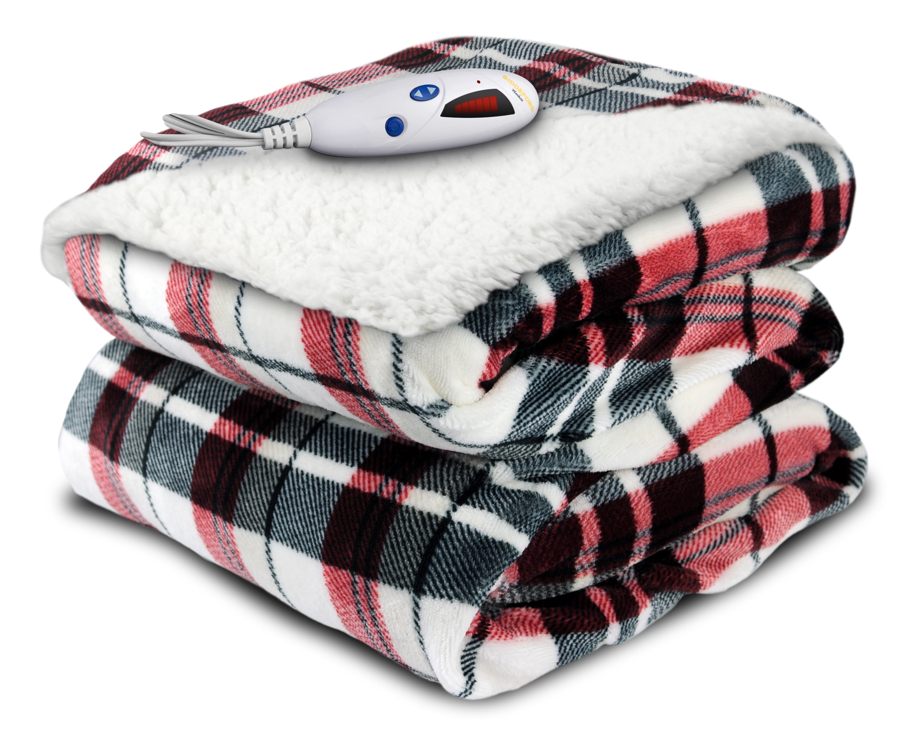 Biddeford Blankets Velour Sherpa Heated Electric Throw
