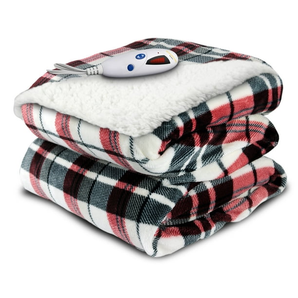 Biddeford Blankets Velour Sherpa Heated Electric Throw