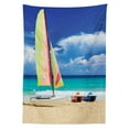 thumbnail image 3 of Ambesonne Holiday Tablecloth Rectangular Table Cover, Ocean Sailing Exotic, 60"x90", Blue Cream, 3 of 4