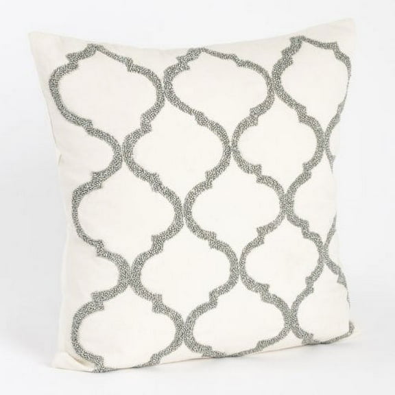 Moroccan Design Throw Pillow, Down Filler Included, 18-inch Square (pewter)