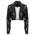 thumbnail image 3 of Alvivi Faux Leather Jacket For Women Open Front Moto Biker Coat Short PU Motorcycle Outwear Black M, 3 of 7