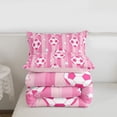 thumbnail image 5 of Erosebridal Kawaii Pink Soccer Queen Comforter Set,Cute Stars Print Geometric Stripe Bedding Comforter Set For Girls Kids,Reversible Pink 3-Piece, 5 of 7
