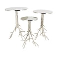 thumbnail image 6 of DecMode 18" x 24" Silver Aluminum Metal Accent Table with Textured Tree Branch Legs, 3-Pieces, 6 of 9