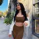 thumbnail image 3 of Traje deportivo de Yoga sin costuras para mujer, ropa de gimnasio y Fitness, Top corto, camisas, sujetador, mallas, pantalones cortos, traje deportivo, traje de entrenamiento, 3 of 5