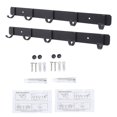 thumbnail image 1 of 2pcs Coat Rack Wall Mounted 5 Hooks Space Aluminum Punch Free Hanging Coat Rack for Backpack Keys Black, 1 of 4