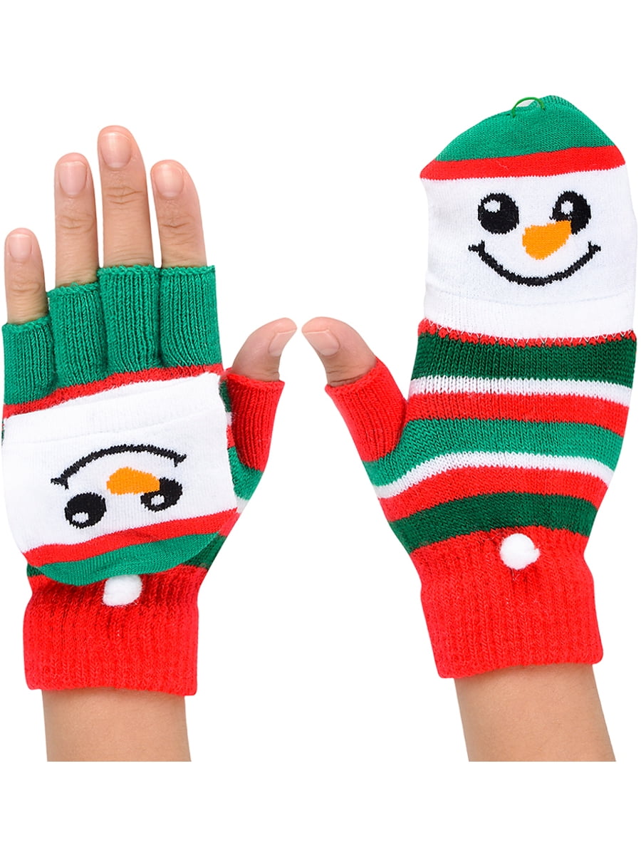 Rhode Island Novelty Child's Winter Wonderland Christmas Season Snowman Fingerless Gloves