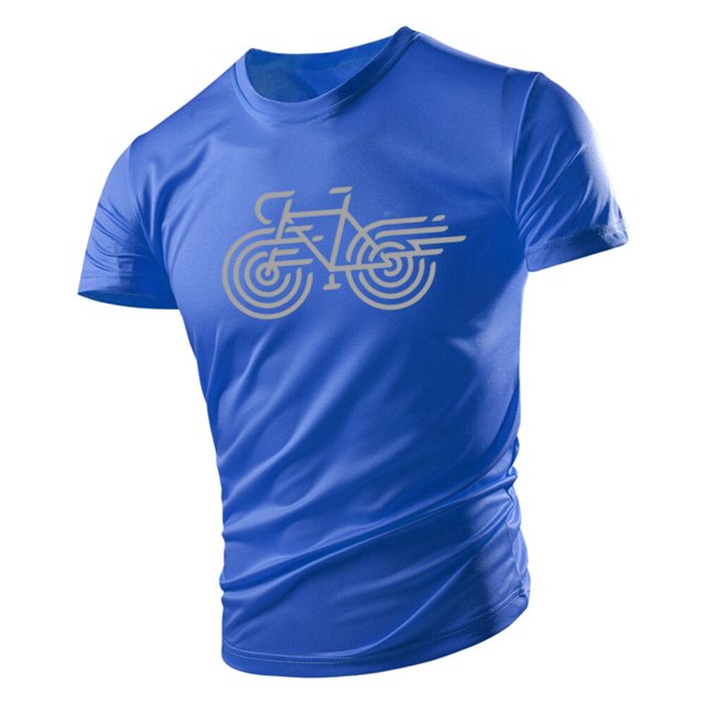 Camiseta de cuello redondo de gran tamaño para hombre, Camiseta con estampado de bicicleta Simple, camiseta de manga corta de secado rápido para deportes al aire libre, alta calidad