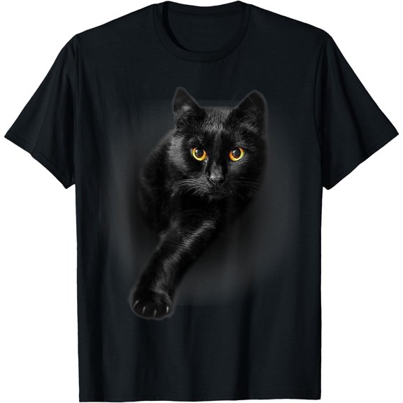Black Cat Yellow Eyes Unisex T-Shirt for Men Women Kids Toddler
