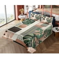 thumbnail image 4 of Ambesonne Monstera Fitted & Top Sheet Set with Shams, Mid Century Boho Shapes, Evergreen Pale Rust Brown, 4 of 5
