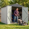 thumbnail image 7 of Homall 8 x 6 ft Outdoor Storage Shed, Durable Patio Metal Storage Shed with Floor Frame & Lockable Doors for Garden Backyard Lawn, White, 7 of 7
