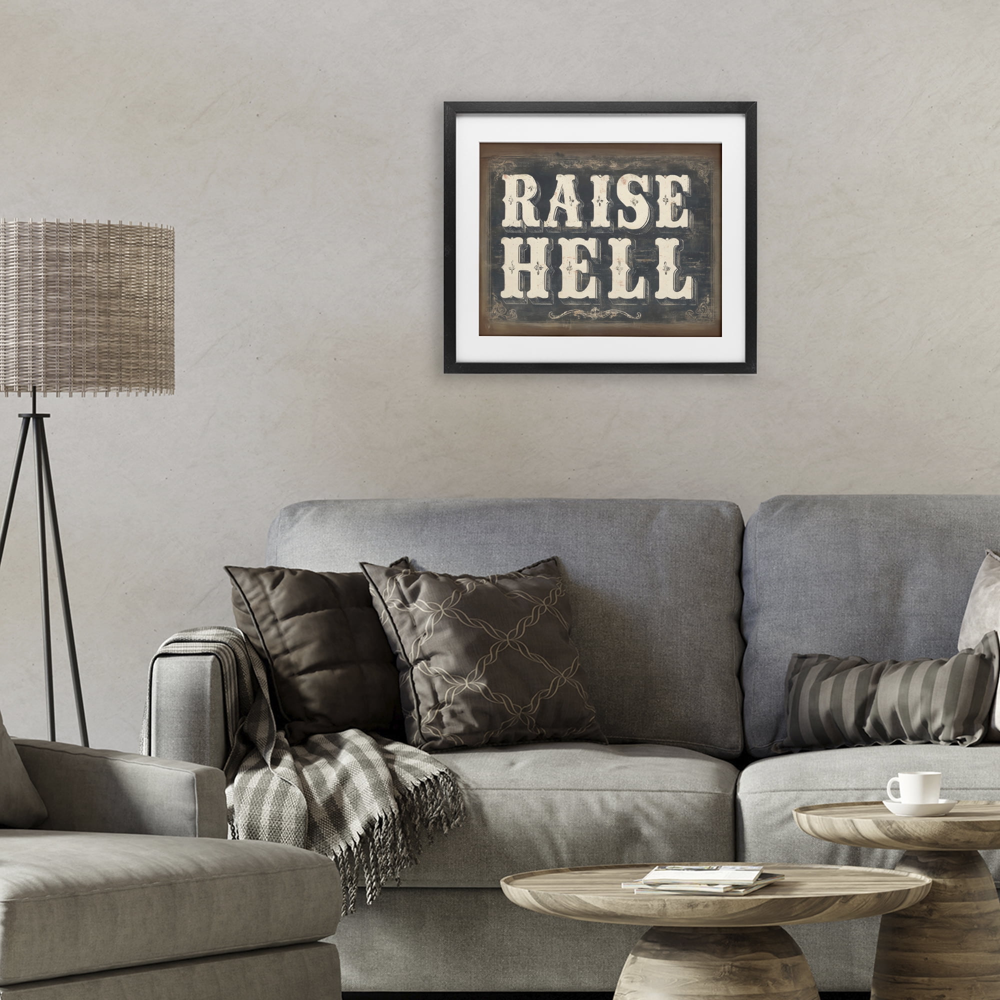 Stupell Industries Raise Hell Vintage Western Black Framed Print Under Glass, design by Arlington Prints