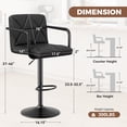 thumbnail image 6 of Daluvenix Bar Stools Set of 2, PU Leather Adjustable Swivel Barstools, Hydraulic Counter Height Bar Chairs with Armrest Back for Kitchen Island, Black, 6 of 9