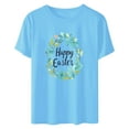 thumbnail image 4 of UPPADA Easter Femmes Oeufs Imprimé T-Shirts Heureux Easter Graphique Bunny Lapin Mignon T-Shirts Manches Courtes Décontracté Col Rond T-Shirts Été Basique Coupe Régulière Chemises Bleu,G, 4 of 5