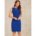 thumbnail image 2 of DARING DIVA V Neck Work Sleeveless Bodycon Mid-Length Pencil Dress S Royal Blue, 2 of 6