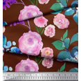 thumbnail image 2 of Soimoi Tissu en Velours Imprimé Feuilles & Roses au Mètre 58 Pouces de Large, 2 of 3