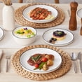 thumbnail image 6 of MALACASA Ceramic Dinnerware Set 18-Piece, Service for 6, Plates Bowls Set with Black Rim Microwave Dishwasher Safe, White, Series MINA, 6 of 8