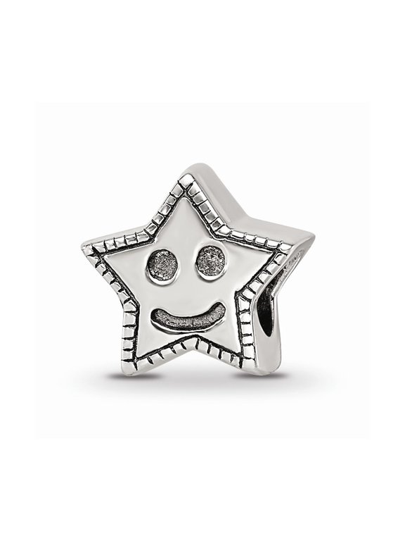 925 Sterling Silver Reflections Kids Smiley Star Bead; for Adults and Teens; for Women and Men