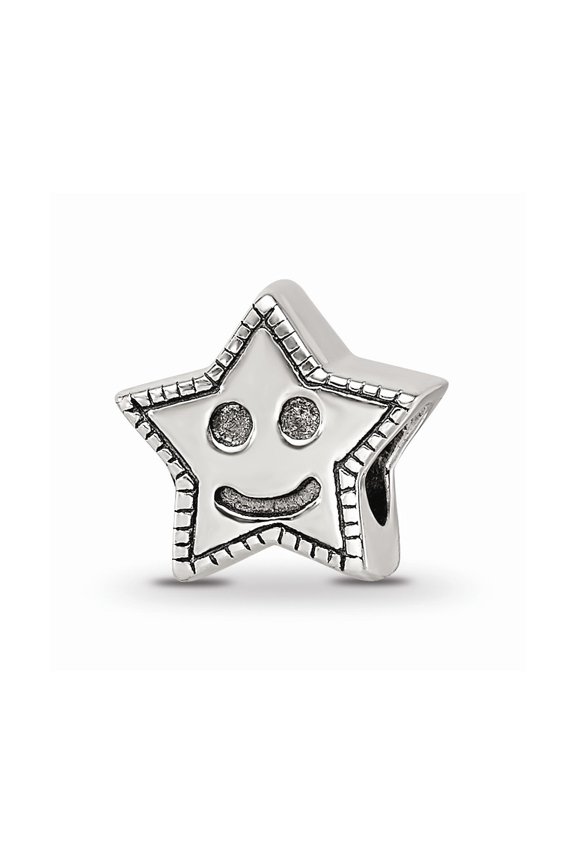 925 Sterling Silver Reflections Kids Smiley Star Bead; for Adults and Teens; for Women and Men
