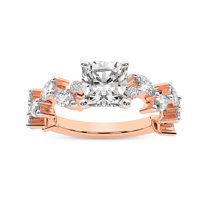 IGI Certified 5 Carat Cushion Shape Lab Grown Diamond Engagement Ring | 14K Rose Gold | Hester Petite Side Stone Diamond Ring | FG-VS1-VS2 Quality Friendly Diamonds
