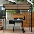 thumbnail image 6 of SAZYY 7ft Grill Gazebo, Patio Barbecue Canopy with Serving Shelf and Storage Hooks, Curved Grill Shelter w/Heavy-Duty Steel Frame Sunshade Gazebo for Outdoor Garden, Coffee, 6 of 8