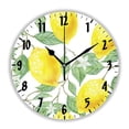 thumbnail image 2 of Trendy Greenery Wreath Yellow Lemon Kitchen Wall Clock for Farmhouse Garden Plants Citrus Leaves Big Wall Watch Home Decor Gift（10 Inch）, 2 of 6